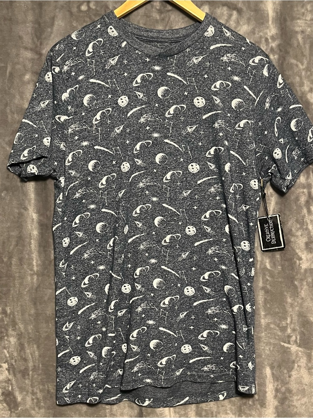 Creative Recreation Men's Navy Space-Print Short Sleeve Tee